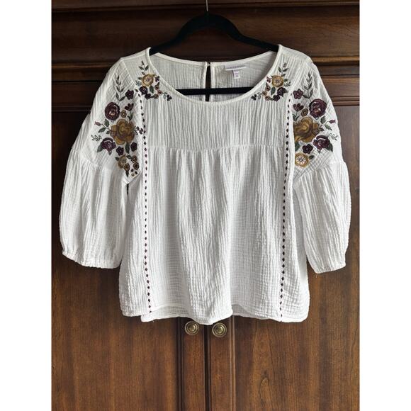 Western Top M Floral Embroidered Autumn Fall Ranch Shyanne Prairie Cottagecore - Picture 1 of 8